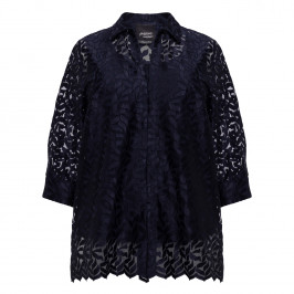Persona by Marina Rinaldi Devore Shirt Navy  - Plus Size Collection