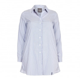 PERSONA BY MARINA RINALDI COTTON BLEND blue vertical stripe SHIRT - Plus Size Collection