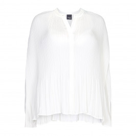 PERSONA BY MARINA RINALDI white pleated nehru collar SHIRT - Plus Size Collection