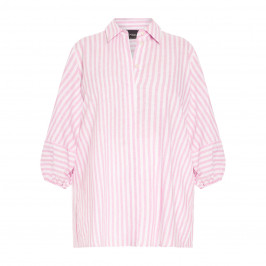 Persona by Marina Rinaldi Linen Candy Stripe Shirt Pink - Plus Size Collection