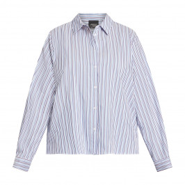 Persona By Marina Rinaldi Cotton Blend Stripe Shirt Blue - Plus Size Collection