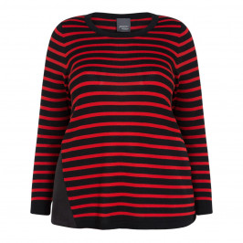 PERSONA BY MARINA RINALDI RED AND BLACK STRIPE SWEATER - Plus Size Collection