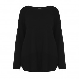 PERSONA long black sweater with ribbed details - Plus Size Collection