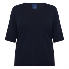 Persona By Marina Rinaldi Short Sleeve Sweater Navy  - Plus Size Collection