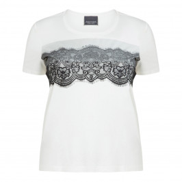 PERSONA BY MARINA RINALDI WHITE T-SHIRT WITH LACE - Plus Size Collection