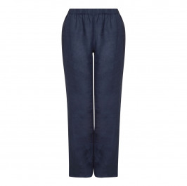 PERSONA by marina rinaldi NAVY pure LINEN PULL ON TROUSERS  - Plus Size Collection