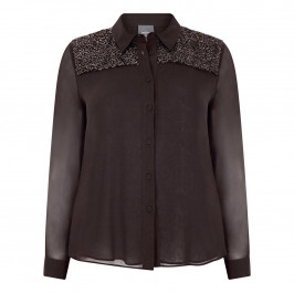 PERSONA BY MARINA RINALDI SEQUIN YOKE SHIRT ESPRESSO - Plus Size Collection