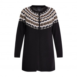 PERSONA BY MARINA RINALDI FAIRISLE LUREX CARDIGAN BLACK - Plus Size Collection