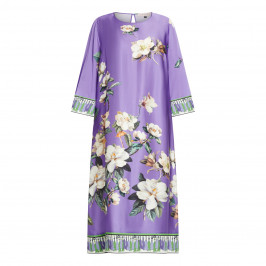 Piero Moretti Gardenia Print Silk Dress Lilac - Plus Size Collection