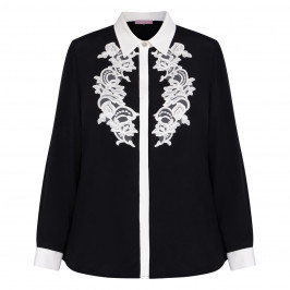 Piero Moretti Applique Shirt Black  - Plus Size Collection