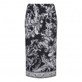 PIERO MORETTI BLACK AND WHITE PAISLEY PRINTED JERSEY SKIRT  - Plus Size Collection