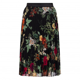 Piero Moretti Pleated Printed Skirt Black - Plus Size Collection