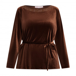 Piero Moretti Velvet Tunic Brown - Plus Size Collection