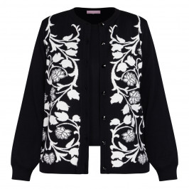 Piero Moretti Knitted Intarsia Twinset Black and White - Plus Size Collection