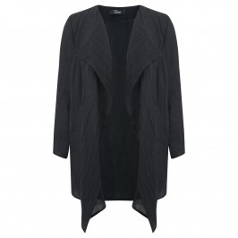 Q'NEEL BLACK CRUSHED LINEN JACKET - Plus Size Collection