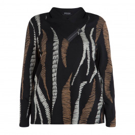 BEIGE ABSTRACT PRINT TOP BLACK - Plus Size Collection