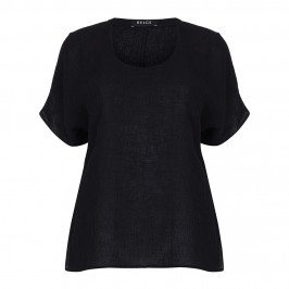 BEIGE crushed linen TOP in black - Plus Size Collection