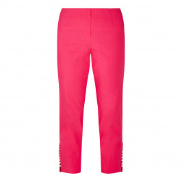 BEIGE PEARL HEM TROUSERS CERISE  - Plus Size Collection