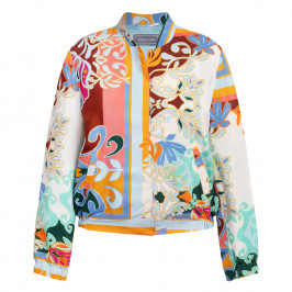 Rofa Printed Satin Bomber Jacket Multicolour  - Plus Size Collection