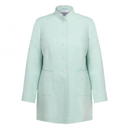 Rofa Cotton Linen Long Jacket Green  - Plus Size Collection