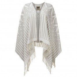 ROF AMO GREY TONES FRINGED CAPE - Plus Size Collection