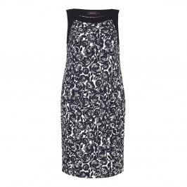 Sallie Sahne monochrome Rose Print DRESS - Plus Size Collection