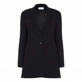 SALLIE SAHNE LONGLINE BLACK JACKET SINGLE BREASTED REVERE COLLAR - Plus Size Collection