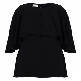 Sallie Sahne Crepe Flutter Sleeve Top Black  - Plus Size Collection