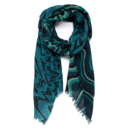 Salto Abstract Swirl Print Merino Wool Scarf Green - Plus Size Collection