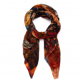 Salto Abstract Print Merino Wool Scarf Orange - Plus Size Collection