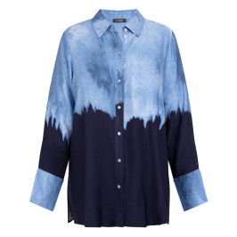 Samoon Indigo and Blue Satin Shirt  - Plus Size Collection