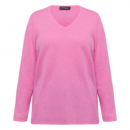 Sandra Portelli V-Neck Cashmere Knitted Tunic Baby Pink  - Plus Size Collection