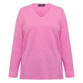 Sandra Portelli V-Neck Cashmere Knitted Tunic Baby Pink  - Plus Size Collection