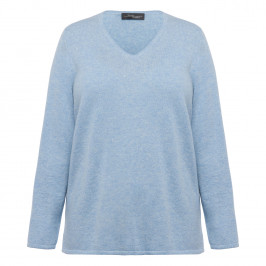 Sandra Portelli V-Neck Cashmere Knitted Tunic Light Blue - Plus Size Collection