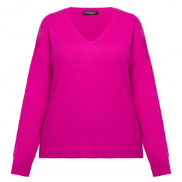 Sandra Portelli V-Neck Cashmere Knitted Tunic Fuchsia Pink  - Plus Size Collection