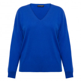 Sandra Portelli V-Neck Cashmere Knitted Tunic Cobalt Blue - Plus Size Collection