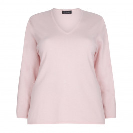 Sandra Portelli 100% cashmere pink  v-neck SWEATER - Plus Size Collection