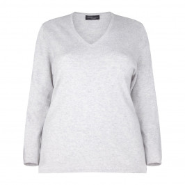 Sandra Portelli 100% cashmere dove grey v-neck SWEATER - Plus Size Collection