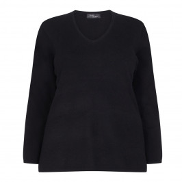 SANDRA PORTELLI BLACK V-NECK CASHMERE SWEATER - Plus Size Collection