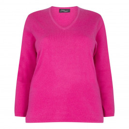 SANDRA PORTELLI FUCHsIA CASHMERE V-NECK SWEATER - Plus Size Collection