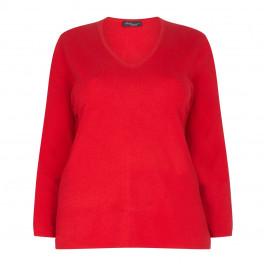 SANDRA PORTELLI RED V-NECK CASHMERE SWEATER - Plus Size Collection