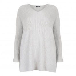 SANDRA PORTELLI RIBBED PURE CASHMERE SWEATER PEARL GREY - Plus Size Collection