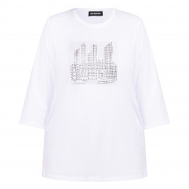 SeeYou by Biggi M Embellished Cotton T-Shirt White  - Plus Size Collection