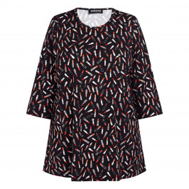 SeeYou by Biggi M Lipstick Print Top Black - Plus Size Collection