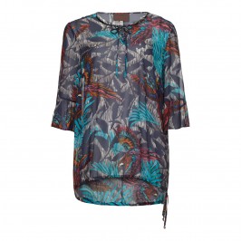 SEMPRE PIU tropical print navy KAFTAN - Plus Size Collection