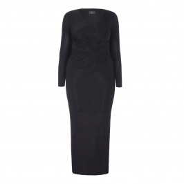 TIA FULL LENGTH BLACK WRAP FRONT LUREX GOWN - Plus Size Collection