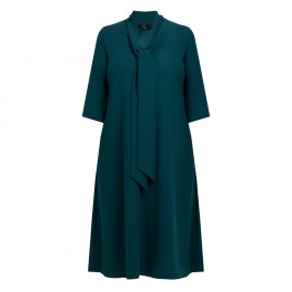 Tia Pussy Bow Dress Teal  - Plus Size Collection
