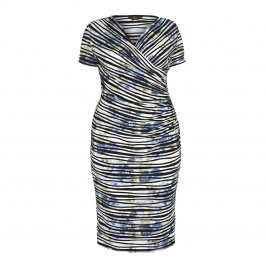 TIA blue striped and ruched DRESS