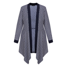 Tia Chain Print Long Jacket Navy  - Plus Size Collection
