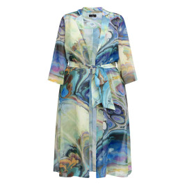 Tia Marble Print Long Jacket Multi-Colour  - Plus Size Collection